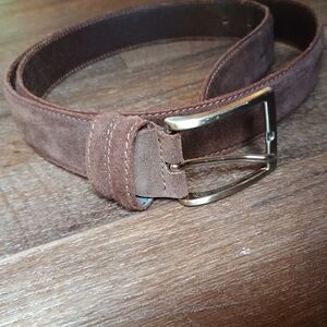 Vintage Vera Pelle Brown Suede Belt Made In Italy CM 120 Measures Approx 48"